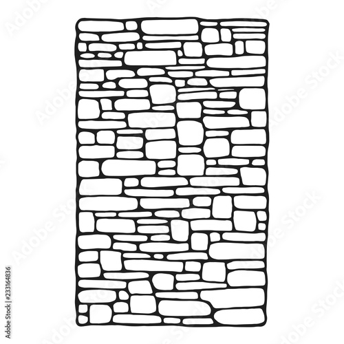 stone wall masonry decorative vector sketch. isolated object