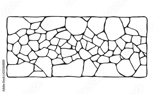 stone wall masonry decorative vector sketch. isolated object