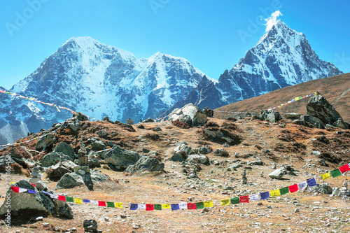 Mountain peak Everest. Everest highest mountain in the world. National Park, Nepal. Everest Mountain Peak - the top of the world (8848 m)