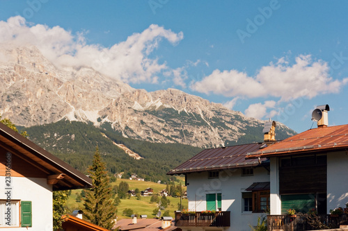 Beluno, Italy-August 9, 2018: The mountain village of Cortina di Ampezzo. © makam1969