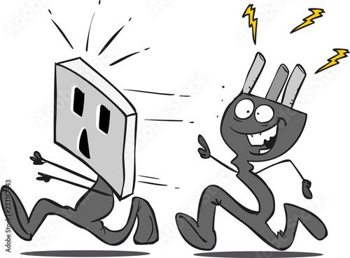 vector illustration of a socket caricature