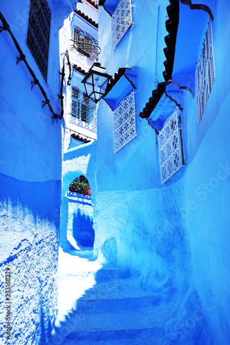 Canvas Print Traditional moroccan architectural details in Chefchaouen Morocco, Africa
