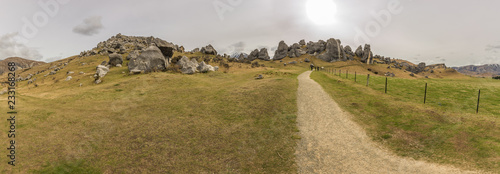 The Castle Hill Conservation Area or  Kura Tawhiti, Arthur's pass, Limestone rock formations, Alps, South island, New Zealand photo