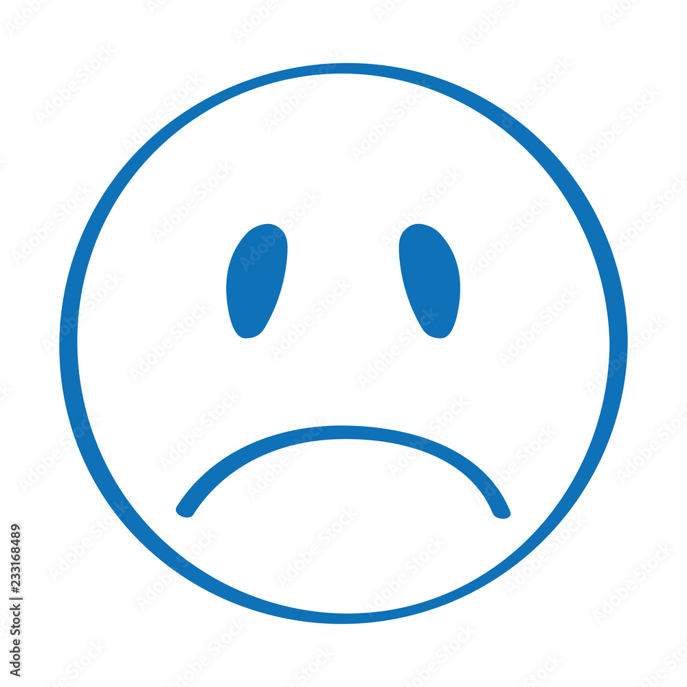 Handgezeichneter trauriger Smiley in dunkelblau Handgezeichneter trauriger Smiley in dunkelblau