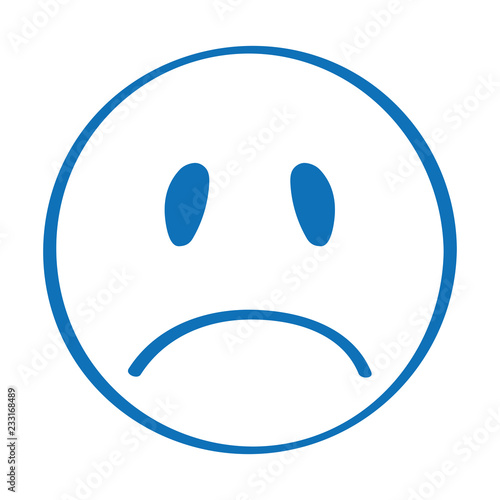 Handgezeichneter trauriger Smiley in dunkelblau