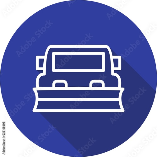 Snowplow Transport Line Circle Shadowed Icon