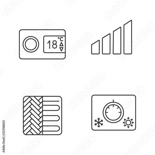 Air conditioning linear icons set