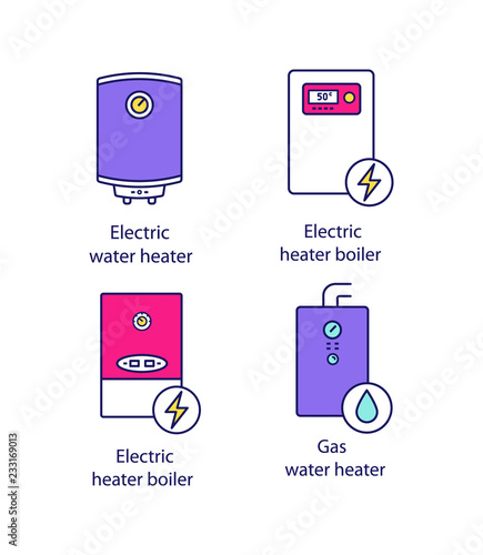 Heating color icons set