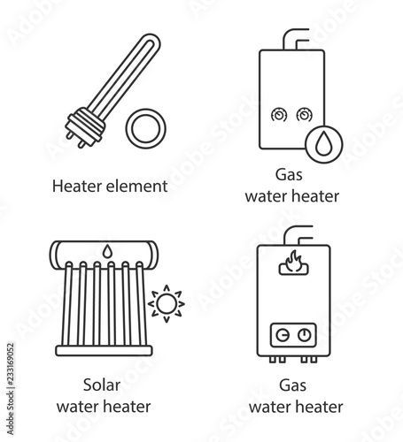 Heating linear icons set