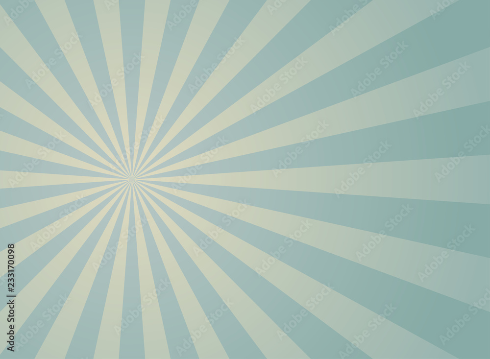 Sunlight retro faded wide background. blue and beige color burst background.