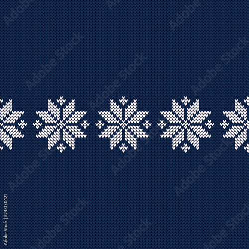 Knitted Norwegian snowflakes. Seamless vector background. Folk motives. Winter pattern. Can be used for wallpaper, textile, invitation card, wrapping, web page background.