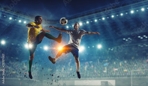 Soccer players at stadium. Mixed media © Sergey Nivens