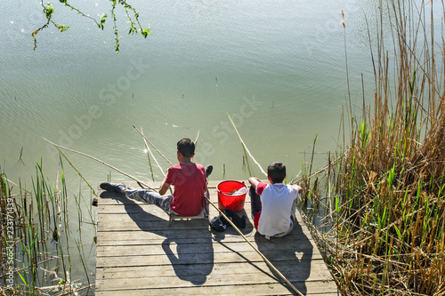 Children small fishermen
