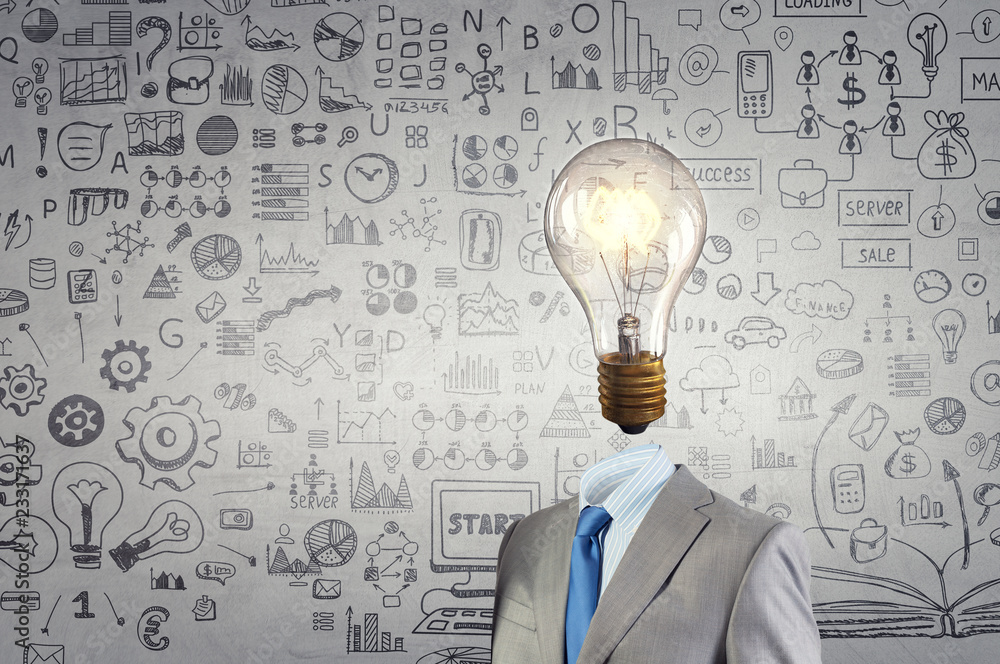 Head full of ideas. Mixed media