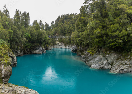 Blue water and rocks of the Hokitika Gorge Scenic Reserve, South Island New Zealand