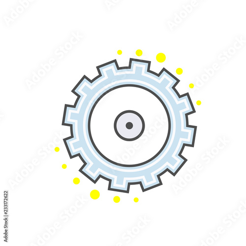 Gear pinion flat line modern icon. Sign