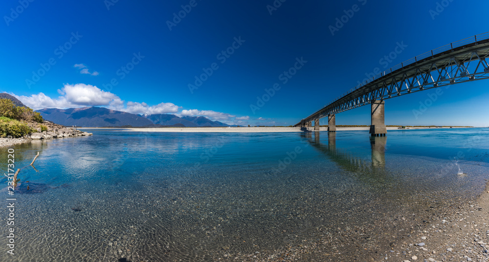 New Zealand's longest one-lane bridge over Haast River, South Westland New Zealand's longest one-lane bridge over Haast River, South Westland