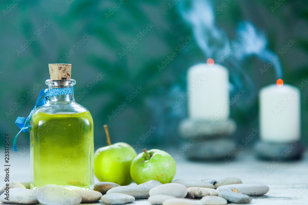 bottle of apple oil massage bottle of apple oil massage
