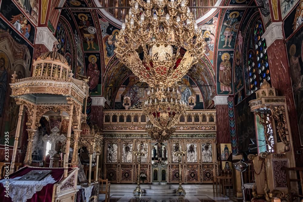 Fototapeta premium Orthodox Church in Greece view from inside