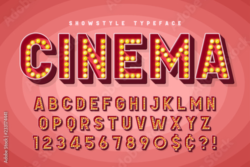 Retro cinema font design, cabaret, Broadway letters