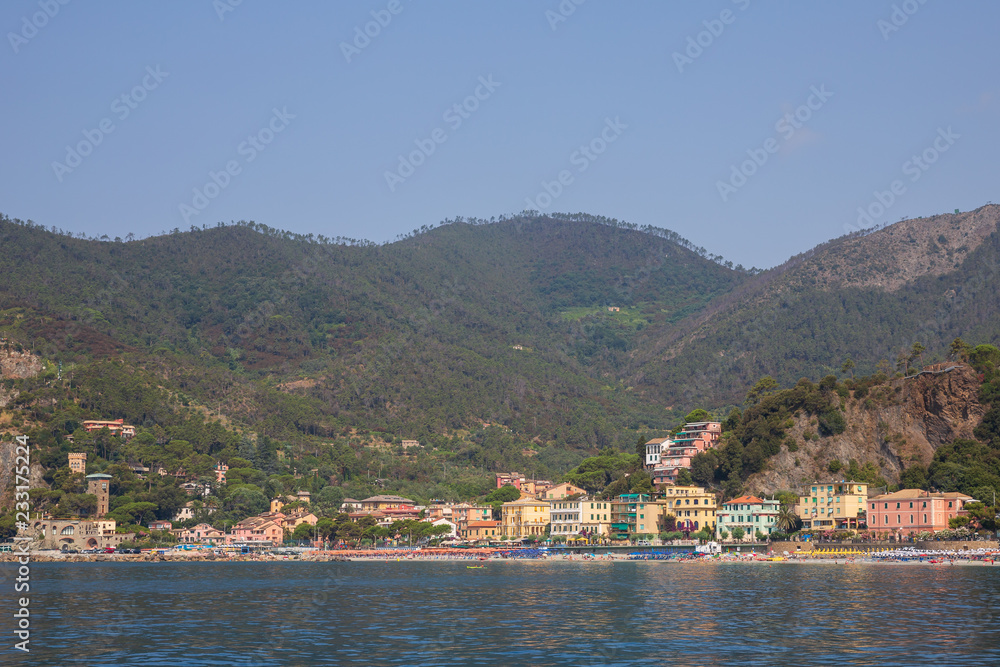 Monterosso al Mare Italy July 5th 2015 : View of Monterosso al Mare beach and coastline