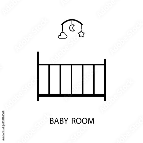 Baby room outline icon. Clipart image isolated on white