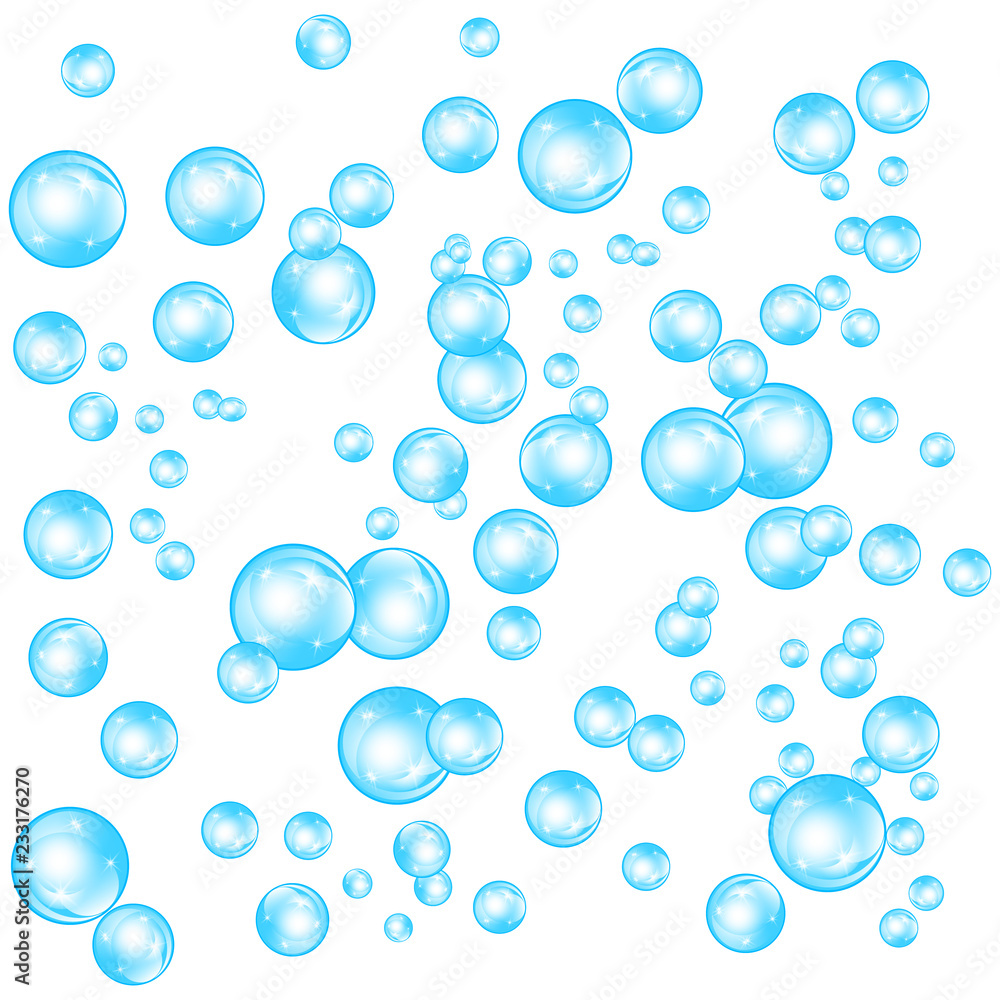 Realistic soap bubbles set isolated on the white background