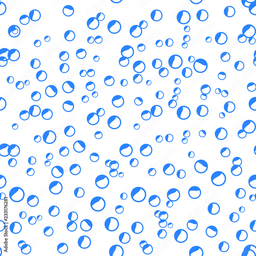 Absract Flat water blue Bubbles Seamless pattern.