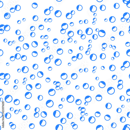 Absract Flat water blue Bubbles Seamless pattern.