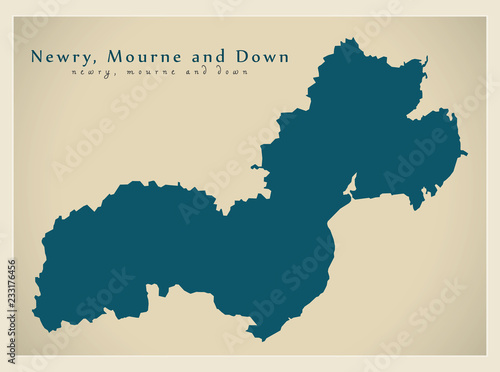 Newry, Mourne and Down district map of Northern Ireland