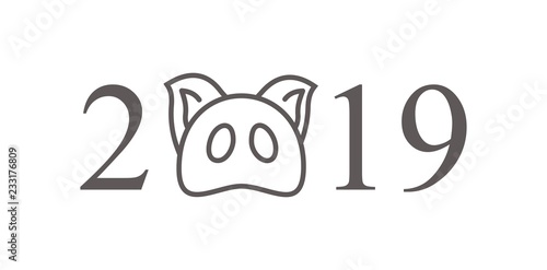 Надпись 2019 со значком свиньи.