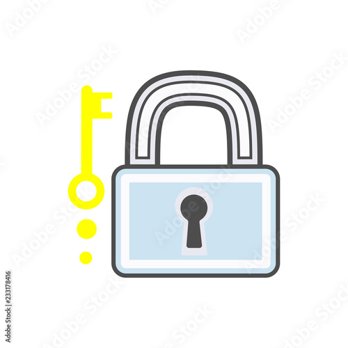 padlock and key modern illustration. Flat line icon safety