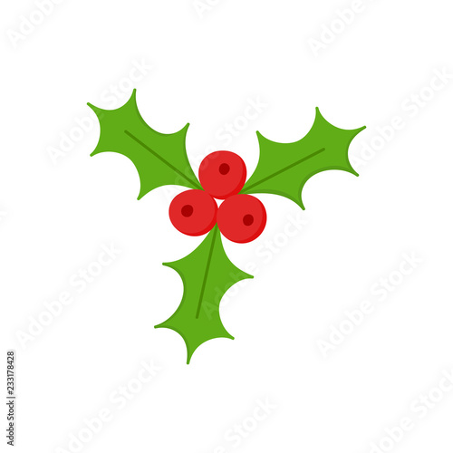 Christmas mistletoe vector illustration icon. Festive, seasonal, holiday xmas mistletoe plant symbol, isolated.