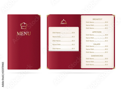 Realistic Detailed 3d Menu Restaurant Set. Vector