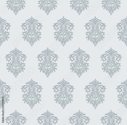 Vector damask seamless pattern background. Classical luxury old fashioned damask ornament, royal victorian seamless texture for wallpapers, textile, wrapping. Exquisite floral baroque template.