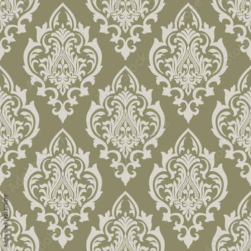 Vector damask seamless pattern background. Classical luxury old fashioned damask ornament, royal victorian seamless texture for wallpapers, textile, wrapping. Exquisite floral baroque template.