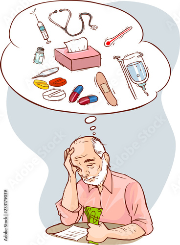 Illustration of the old man and health spending
