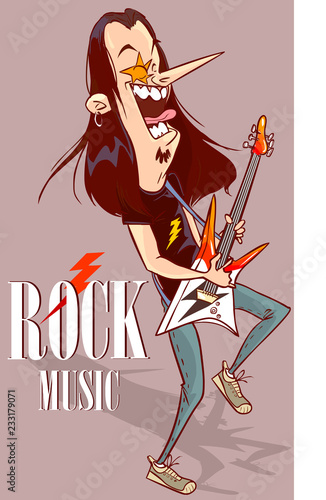 Rock Star With Electric Guitar illustration