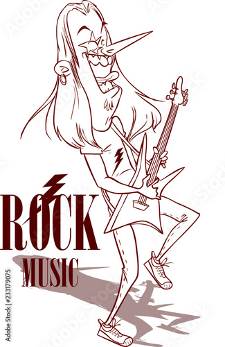 Rock Star With Electric Guitar illustration