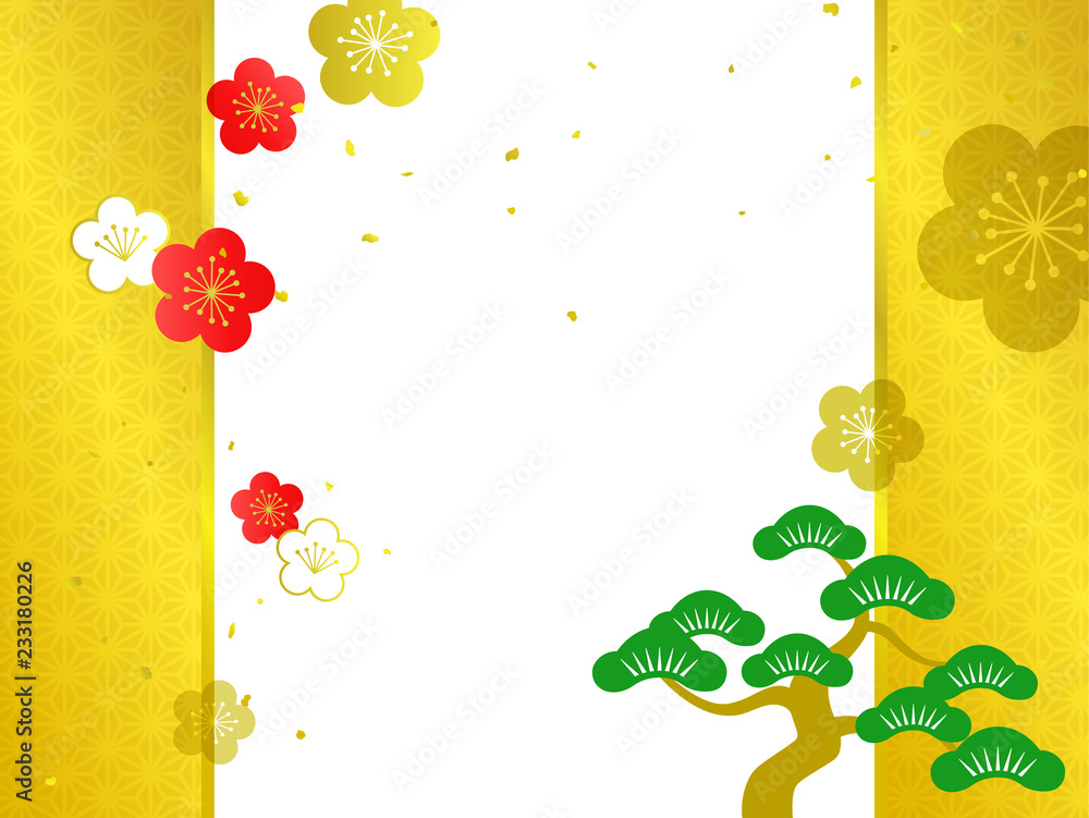 和柄 梅と松 背景イラスト Stock Vector Adobe Stock 和柄 梅と松 背景イラスト Stock Vector Adobe Stock