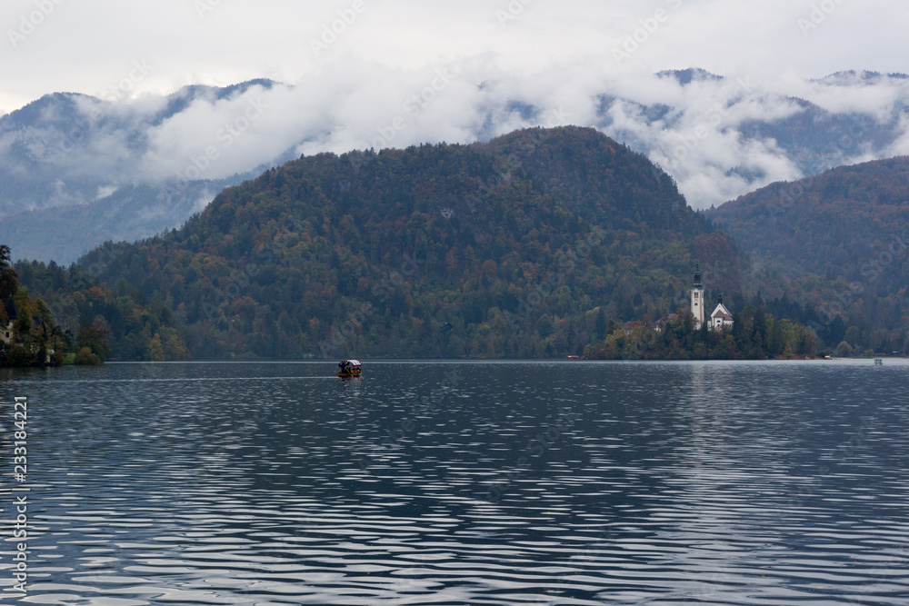 Bled lake at early morning autumn time Bled lake at early morning autumn time