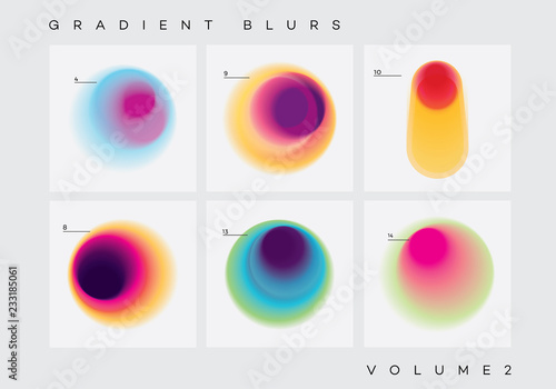 Vibrant colorful abstract gradient blurs design elements