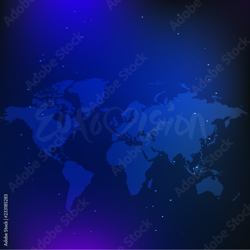 Fototapeta Naklejka Na Ścianę i Meble -  International competition, blue background, world map