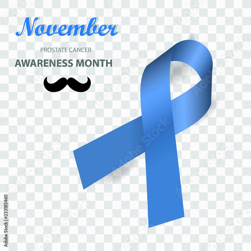 November - Prostate Cancer Awareness Month, Blue Ribbon Vector