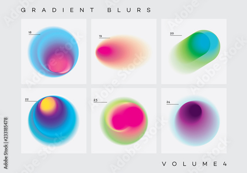 Vivid colorful abstract gradient blurs collection
