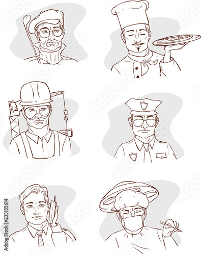 vector illustration of a Occupation Man Characters Happy Smiling