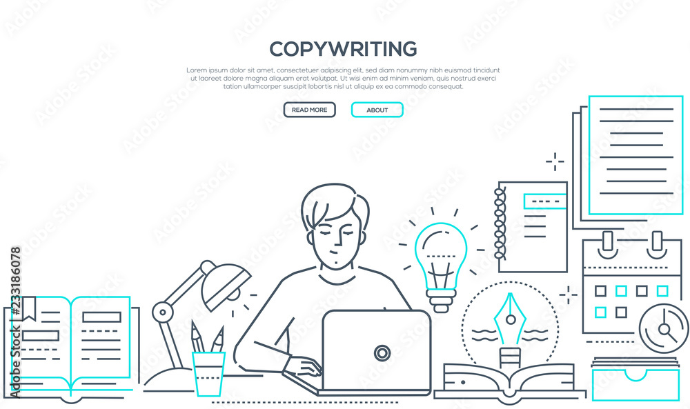 Copywriting - modern line design style web banner Copywriting - modern line design style web banner