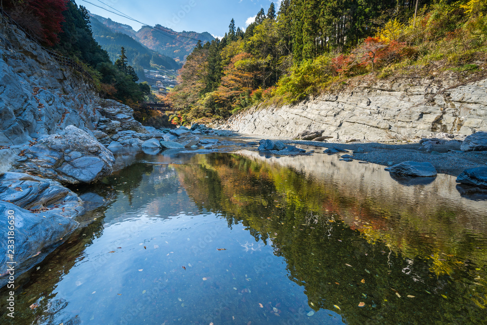 祖谷川 紅葉 徳島県三好市西祖谷山村 Stock Photo Adobe Stock