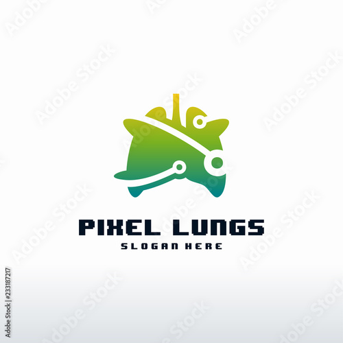 Pixel Lungs logo designs concept vector, Lungs Technology logo template