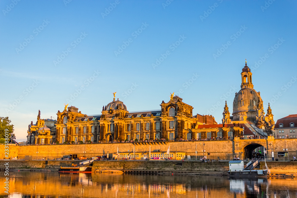 Elbe riverseide in the middle of Dresden city, Germany